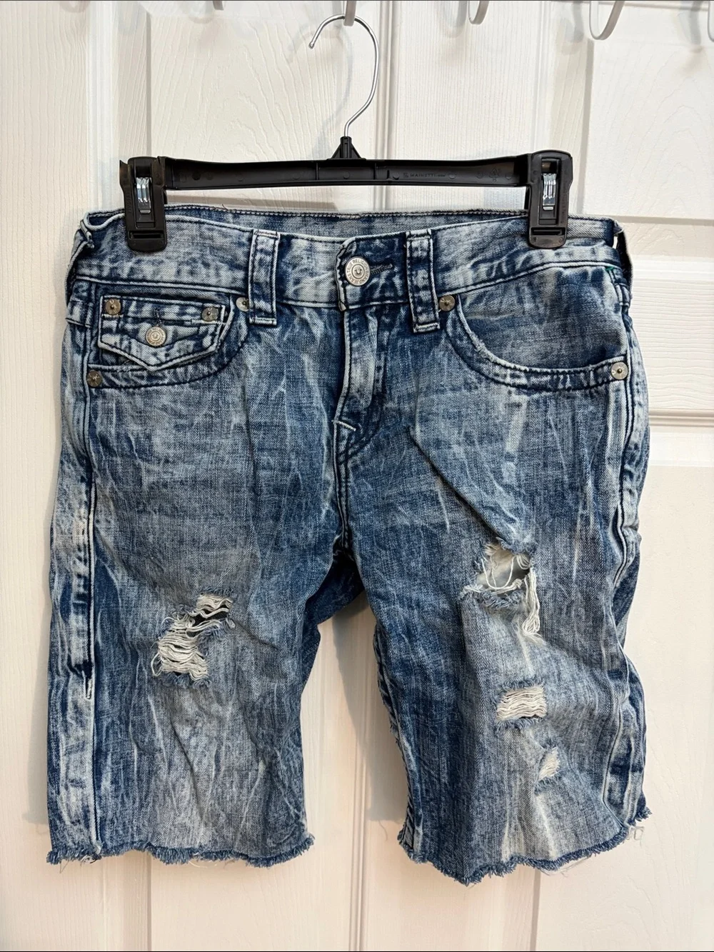 True Religion Men's Distressed Skinny Jeans - Washed Blue